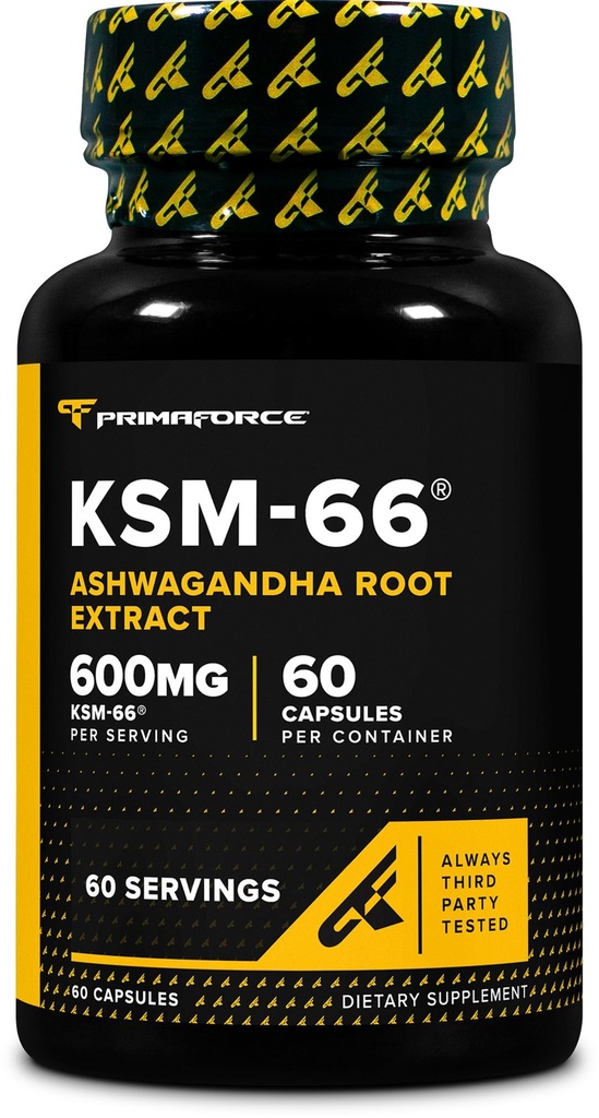 Primaforce KSM-66 Ashwagandhaの根のエキス(600mg) 60 Veggieのカプセル-BioPerineの5%のwithanolides