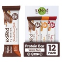 Extend Sugar Free Protein Bars, Perfect Diabetic Snacks, High Protein and Fiber, Hunger Control & Steady Energy, Low Carb, Keto Friendly (12 Count, Variety Pack)