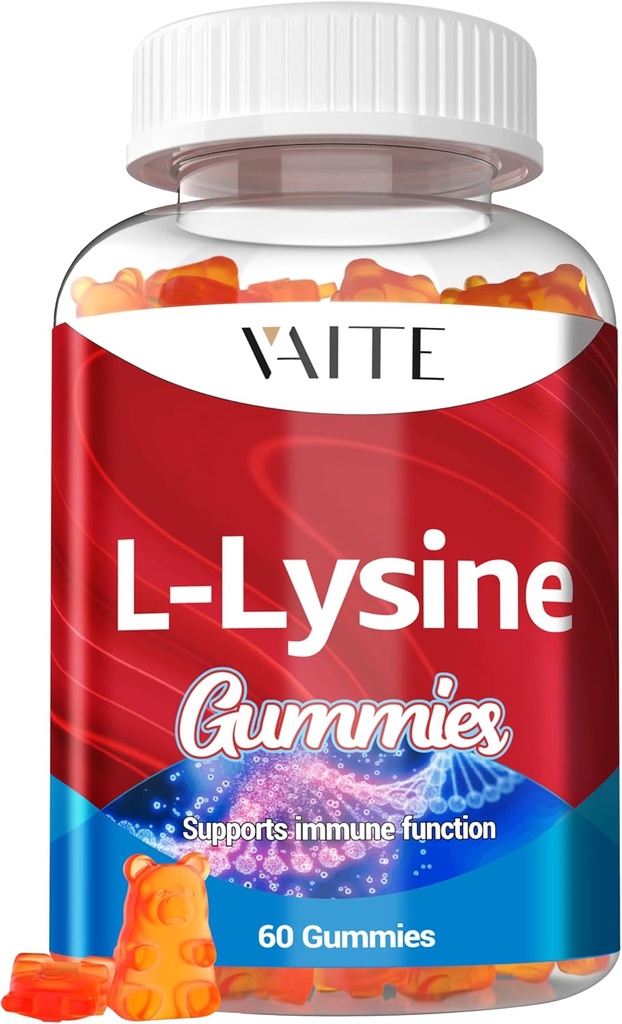 L-Lysine 1000mgガミー - 皮膚、唇、ビーガン、グルテンフリー、大人のためのビタミン組織の健康&免疫システム、咀嚼剤、アミノ酸ビタミンサプリメント&複合サプリメント、非GMOをサポート