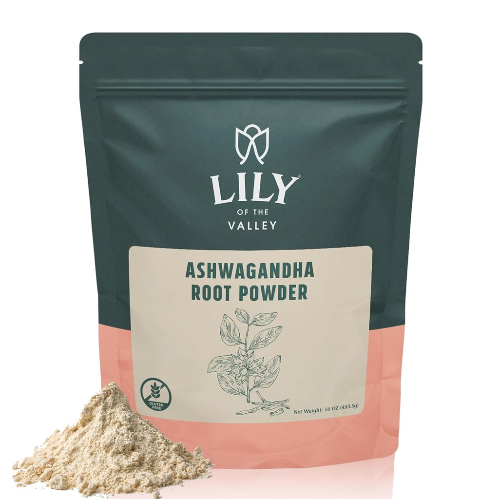 VALLEY Ashwagandhaの根の粉のLILY - Withania Somnifera - インドから供給 - 充填剤なし - インドのGinsengビーガン&グルテンフリー - 再封ポーチ(16oz、453g)でパック