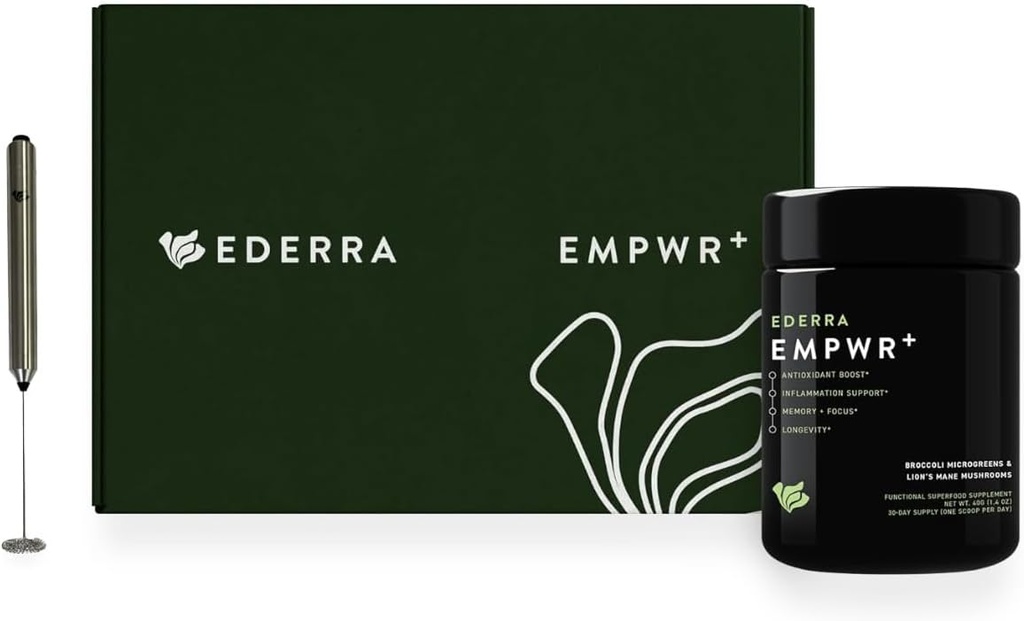 EMPWR+ | Premium Broccoli Microgreens and Lion's Mane Mushrooms Supplement | with Sulforaphane for Enhanced Longevity | Supports Cognitive Health, Memory, Focus | 30-Day Serving