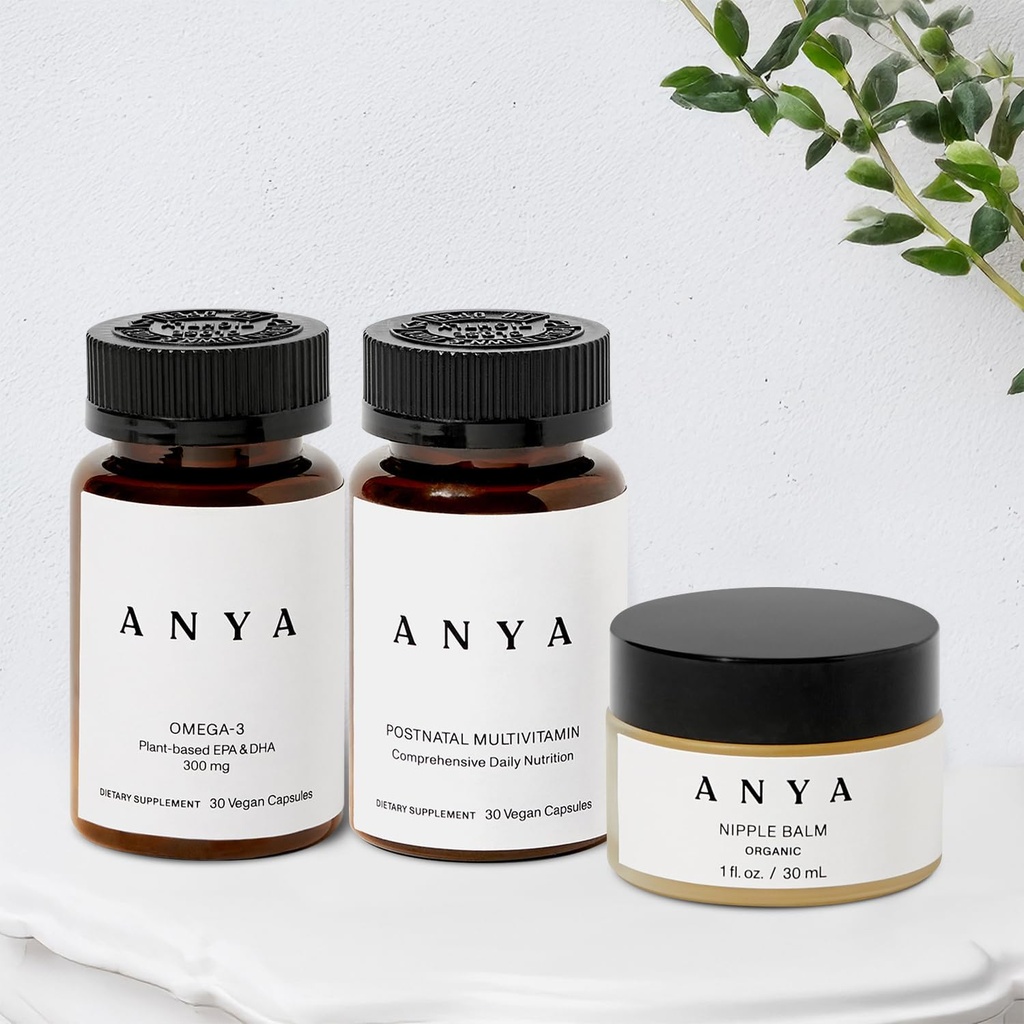 ANYA Multivitamin + Nipple Balm Bundle Postpartum Essentials for Women, Breastfeedingのポストナタルサプリメント