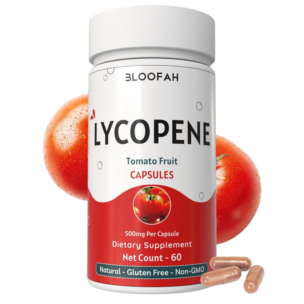 トマトパウダー(Lycopene)カプセル500mg - 60カウント  健康とウェルネスサポートのための自然なカロチノイドサプリメント  100%ナチュラル、植物ベース、グルテンフリー&非GMOフォーミュラ