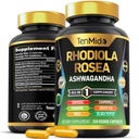 Rhodiola Roseaの補足 - 8in1の方式 - Ashwagandha、Turmeric、Berberine、Maca、Chamomile、緑茶および黒いペッパー-栄養素豊富な- 150のビーガンカプセルと結合して下さい