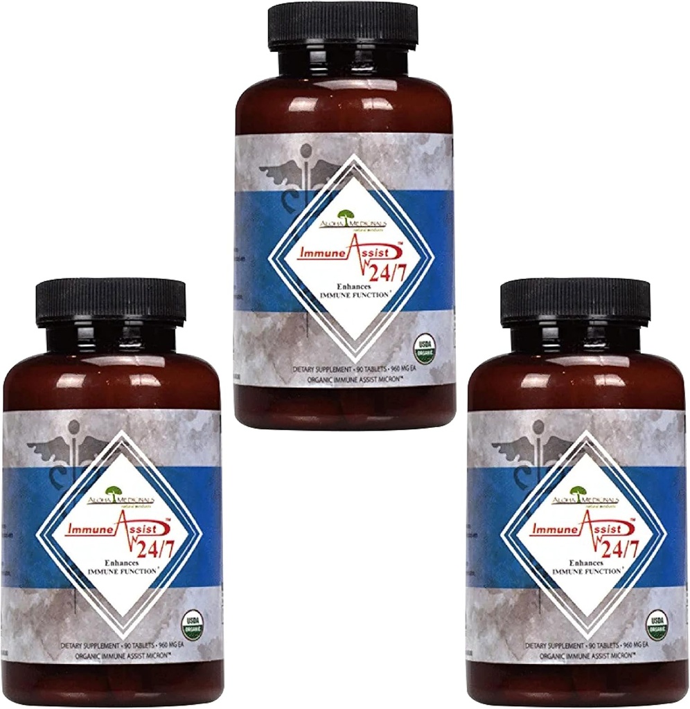アロハ薬用 - 免疫アシスト24 / 7、有機マッシュルームサプリメント、免疫サポートサプリメント、90錠それぞれ、3パック