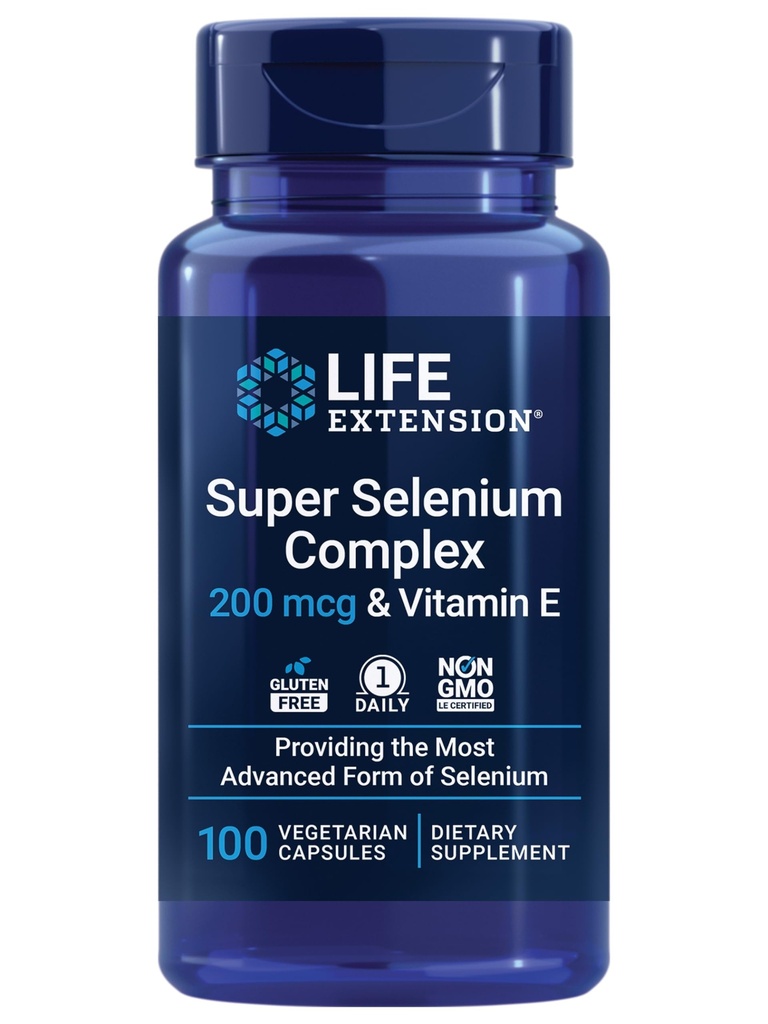 ライフエクステンションスーパーセレンコンプレックス、200 mcg - セレン、ビタミンEの3つのフォーム - 細胞の健康と長寿サポート - グルテンフリー、非GMO、ベジタリアン、1日 - 100カプセル