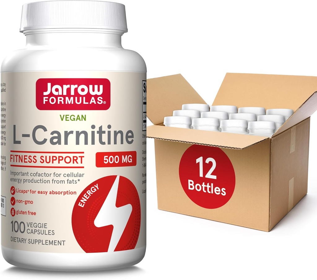 ジャローフォーミュラL-カルニチン500mg - 100ベジギーリキャップ - 脂肪からエネルギー生産(ATP)の重要なコファクタ - サプリメント - ビーガン - 最大100の給餌、パック12