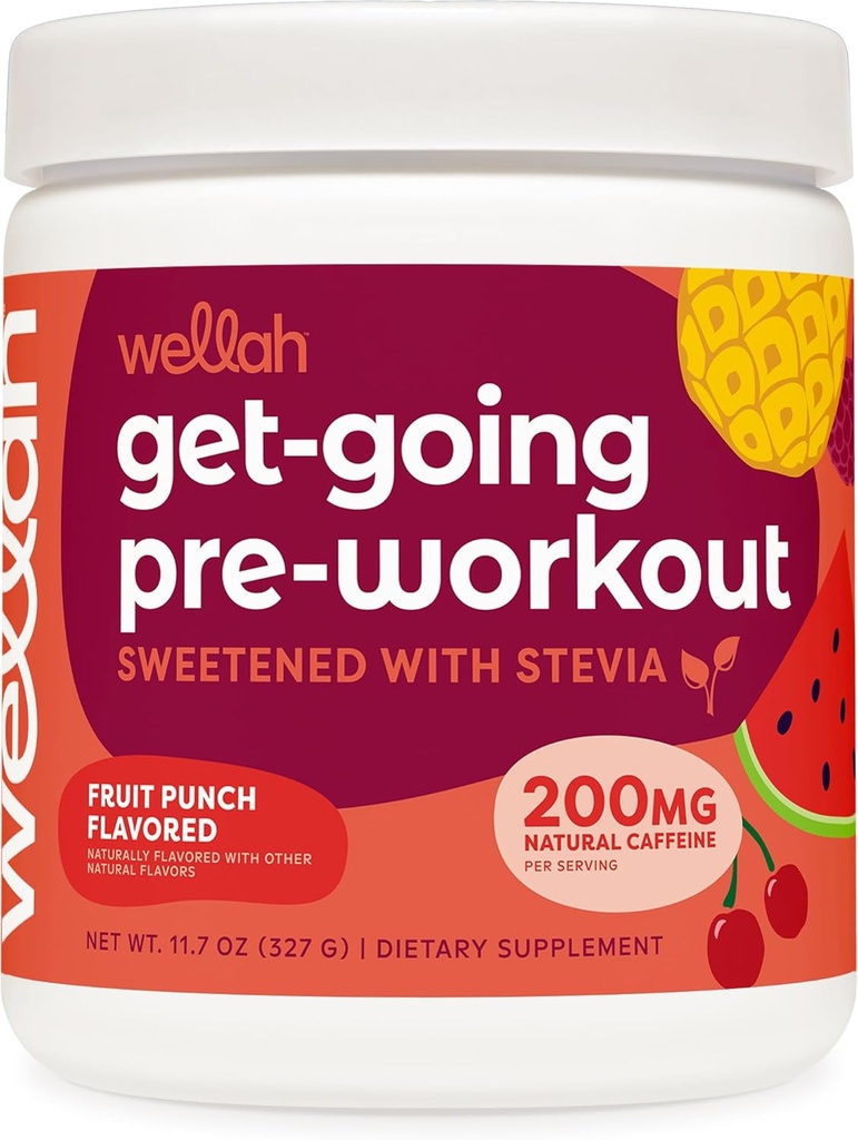 Wellah Get-Going Pre-Workout Drink Mix(フルイトパンチフレーバー、30サービング)