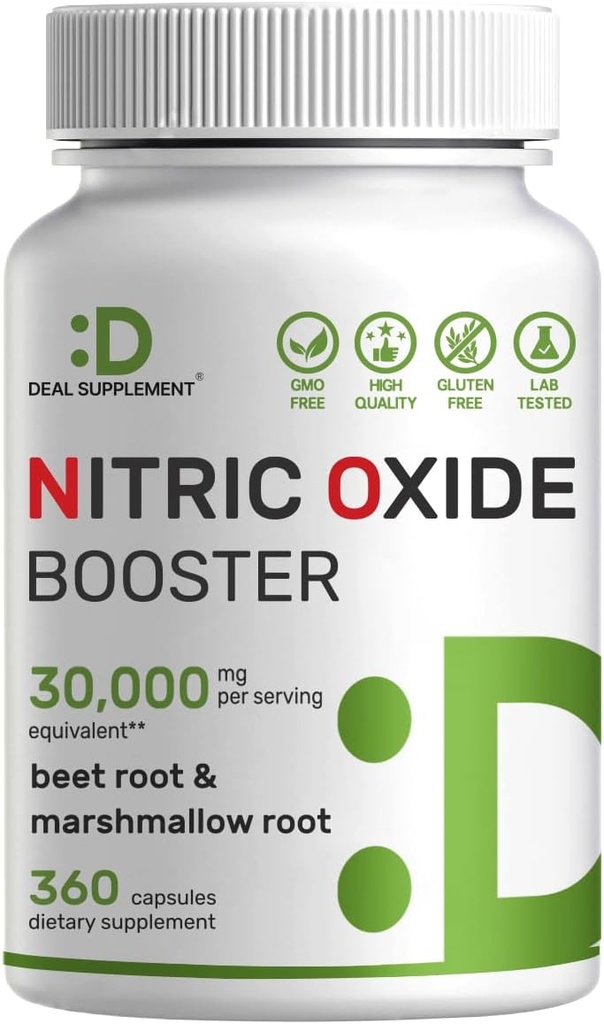 DEAL SUPPLEMENT ニトリクシド ブースター 30,000mg 等価, 360 カプセル – 自然ビート ルート & マシュマロ ルート ハーブ ブレンド – 筋肉に栄養素の流れを促進します。 & 心 – GMO GMO なし