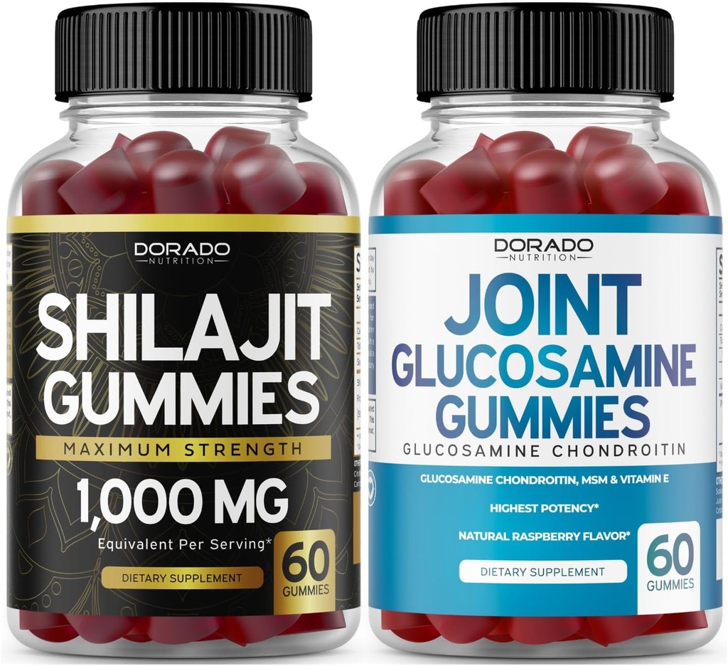 DORADO NUTRITION Shilajit Gummies for Men & Women (60 Gummies) and Glucosamine Chondroitin (60 Count)