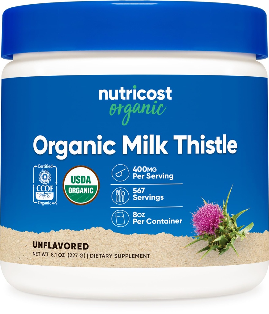Nutricostオーガニックミルクアザミ(Silybum Marianum) 8オンス/コンテナ(Unflavored) - 非GMO、グルテンフリー