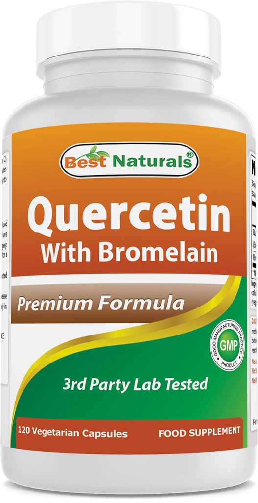 ベストナチュラルズケルセチンとBromelain Veggieカプセル - 800mgのケルセチン&165mgのBromelain(2400 GDU/g)、120カウント