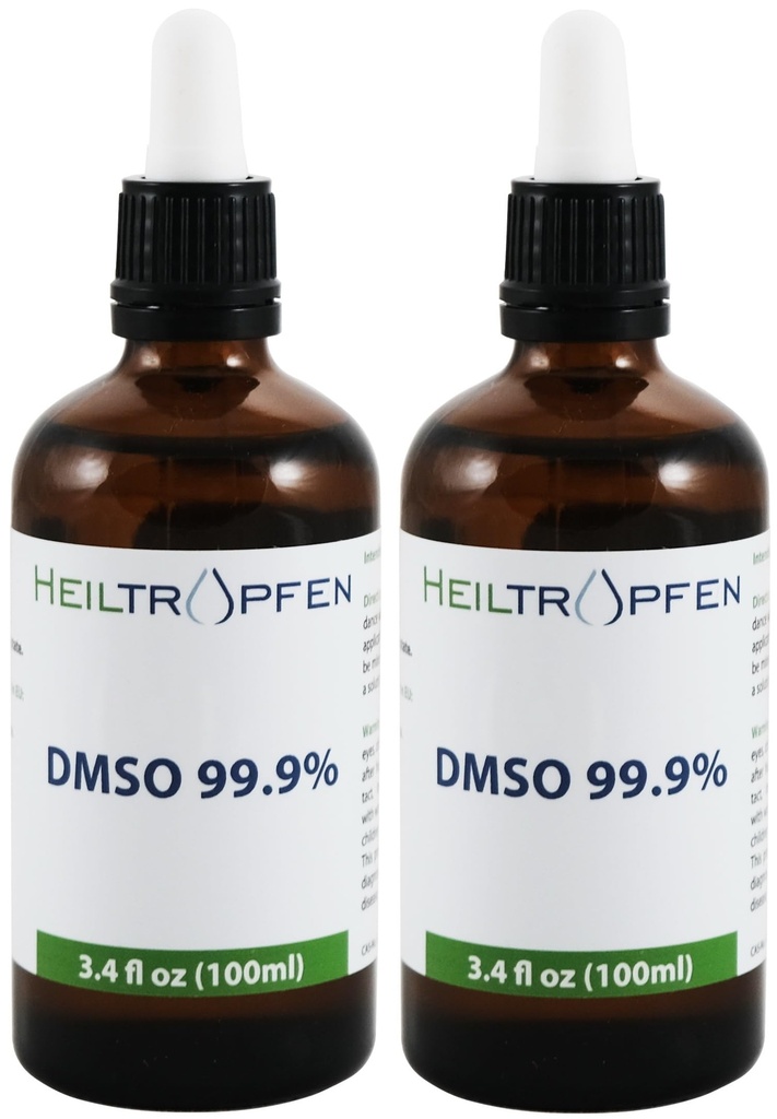 2X DMSO 99.9% ファーマグレード成分 | 低臭気 - ジメチルスルホキシド液 | 2X 3.4 Oz - 2X 100 ml | 高純度 | 2個セット | ヒールトロフェン®