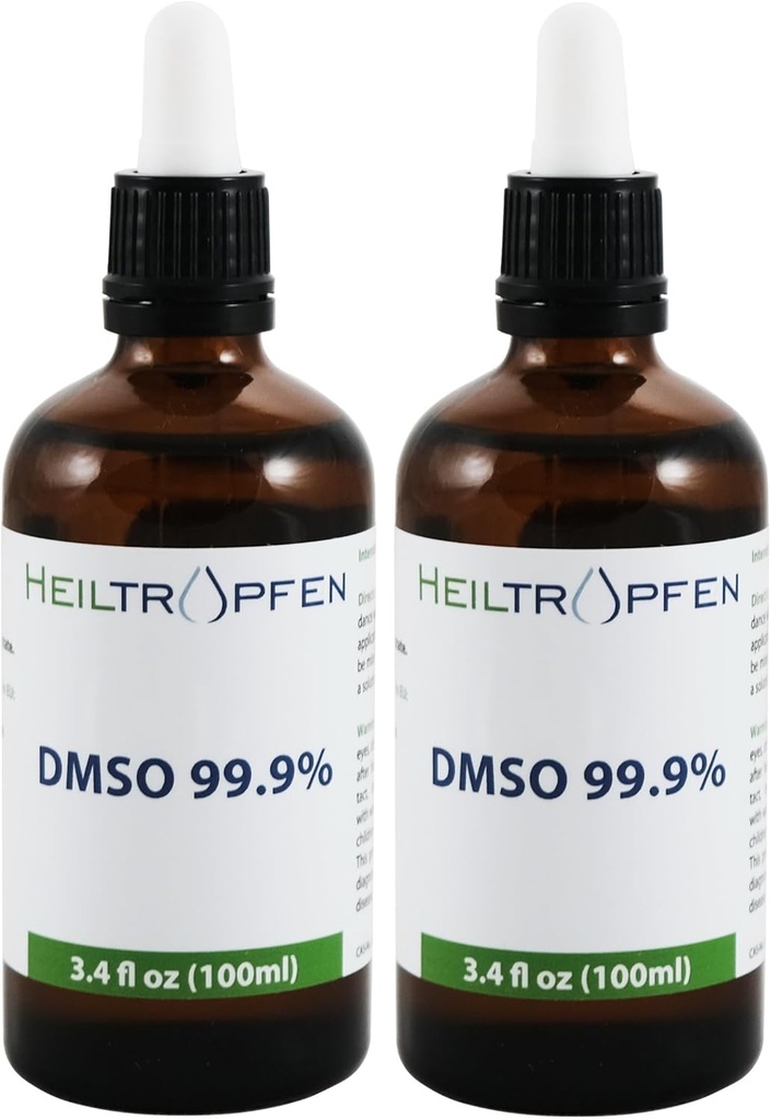 2X DMSO 99.9% ファーマグレード成分 | 低臭気 - ジメチルスルホキシド液 | 2X 3.4 Oz - 2X 100 ml | 高純度 | 2個セット | ヒールトロフェン®