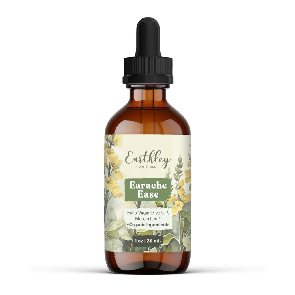 Earthley Wellness Earache Ease、認定有機成分、Mulleinリーフ、オリーブオイル、包装May Vary(1oz)