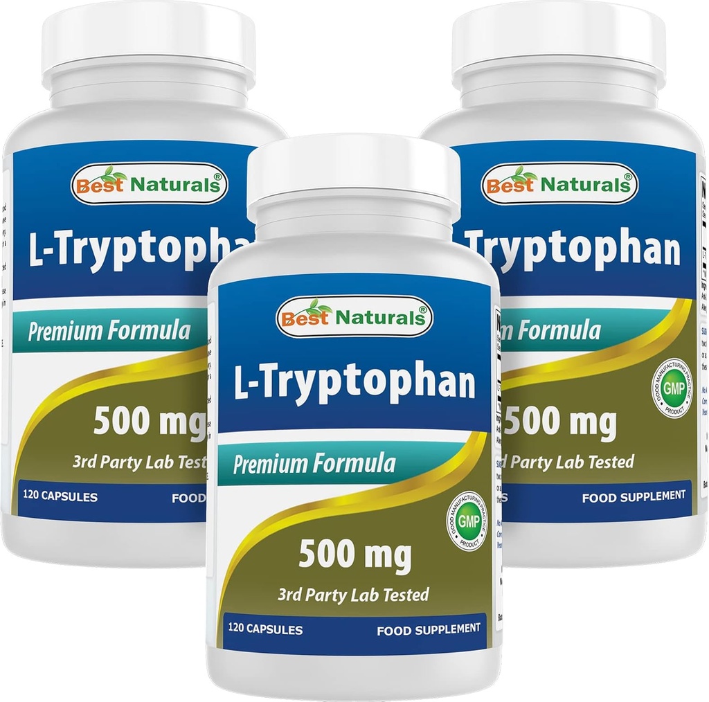ベストナチュラルL-Tryptophan 500mg 120カプセル(120カウント)