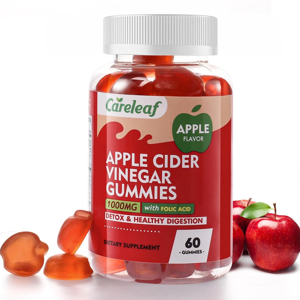 アップルサイダー酢のガミー 60 カウント 1000 mg ビタミン B6 ビタミン B12 代謝、消化、デトックス、ガット ・ 免疫の健康