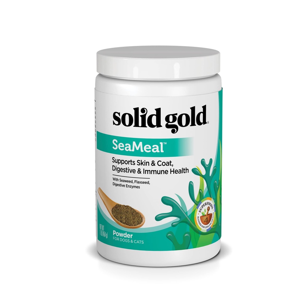 固体金の猫及び犬のMultivitaminの粉-ケルプの粉、歯科、消化器、皮及びコートの健康のためのオメガ3及びビタミン-犬及び猫のための多ビタミン-猫及び犬の食糧添加物の補足- 1lb