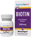 優秀な源のBiotin 5000のmcg。舌の速い分解のMicroLingualのタブレット、100の計算、サポート健康な毛、皮および釘の成長、助けサポート エネルギー代謝、非GMO