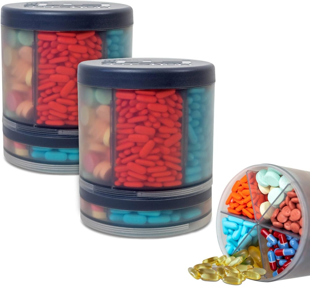 モンスターサプリメントピルディスペンサー, 薬, 薬, ポータブル取り外し可能な旅行Medホルダーコンテナ, ビタミンストレージボックス, Medisafeアプリへの生涯サブスクリプション (モンスターフィット10〜2パック)