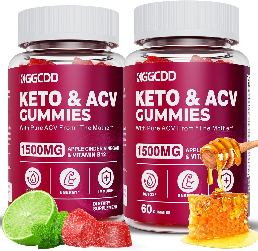 (2パック) Keto ACV Gummies1500MG Keto Gummies Apple Cider Vinegar と Pomegranateビート ジュース パウダー B12 ビーガン非 GMO 120 ガミー