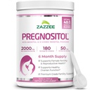Zazzee PREGNOSITOLパウダー、6ヶ月の供給、Myo-InositolとD-Chiro-Inositol 40:1の豊饒のブレンド、正確な投薬のための無料のスクープ、優れたバランス式、183のサービング、ビーガン、オールナチュラルと非GMO