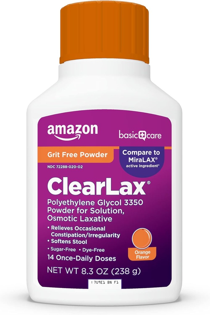 基本的な心配の解決のためのClearLaxのポリエチレンのグリコール3350の粉、オレンジ味料、臭気剤、便の軟化剤は、機会の便秘、8.3オンスを取り除きます(1のパック)