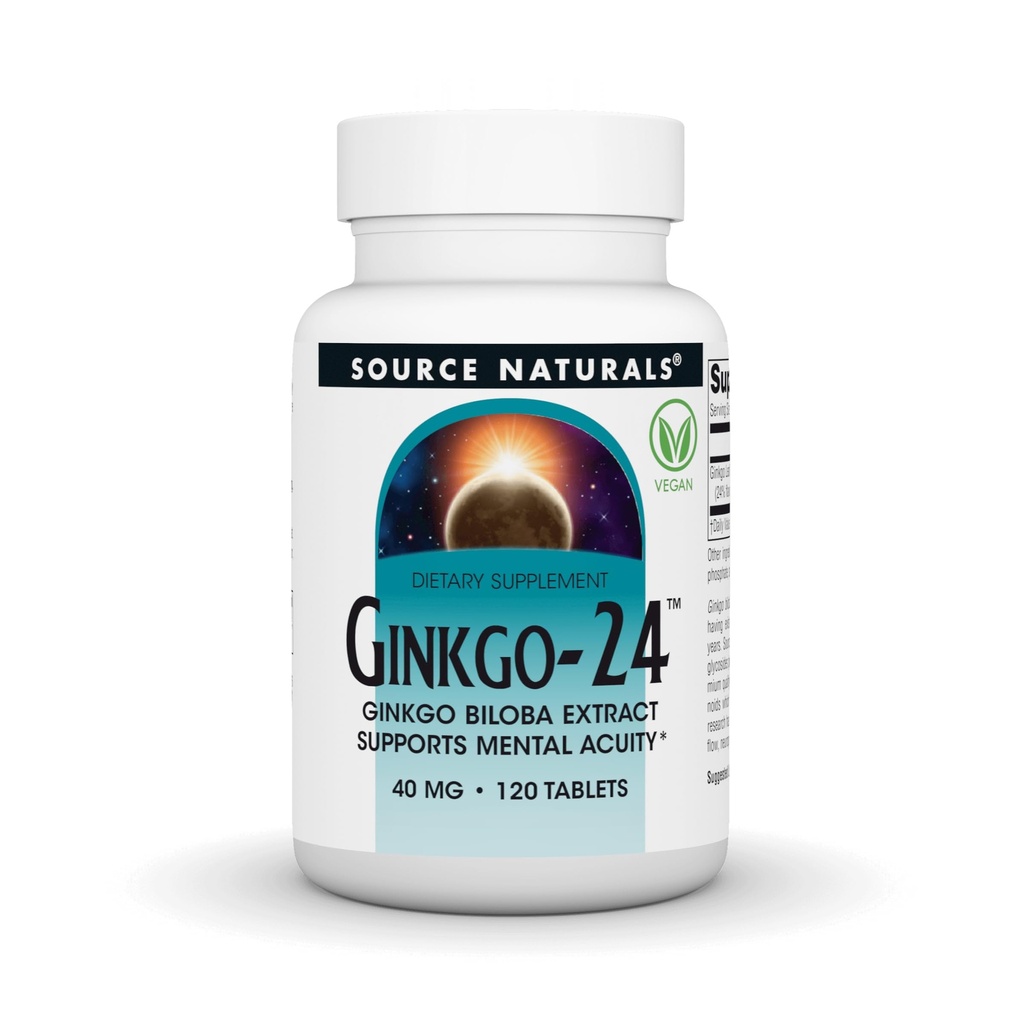 源のNaturals Ginkgo-24 - GinkgoのBilobaのエキスは精神的なAcuity* - 40のmg、120のタブレットを支えます