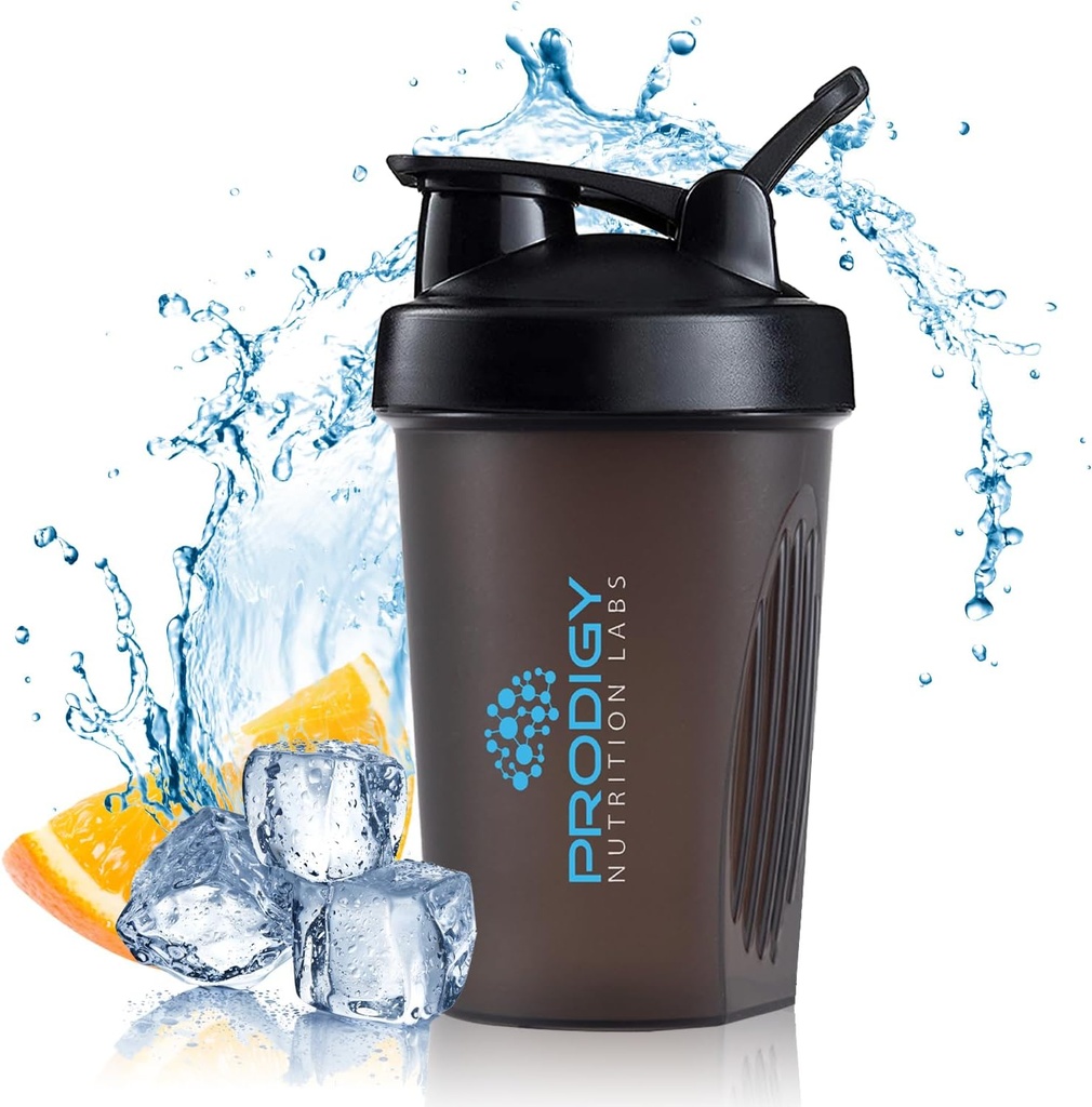 Prodigy Nutrition Labs Premium Shaker Bottle Perfect for Protein Shakes and Pre Workout -14 Ounce (Black) - プロダギー栄養ラボ