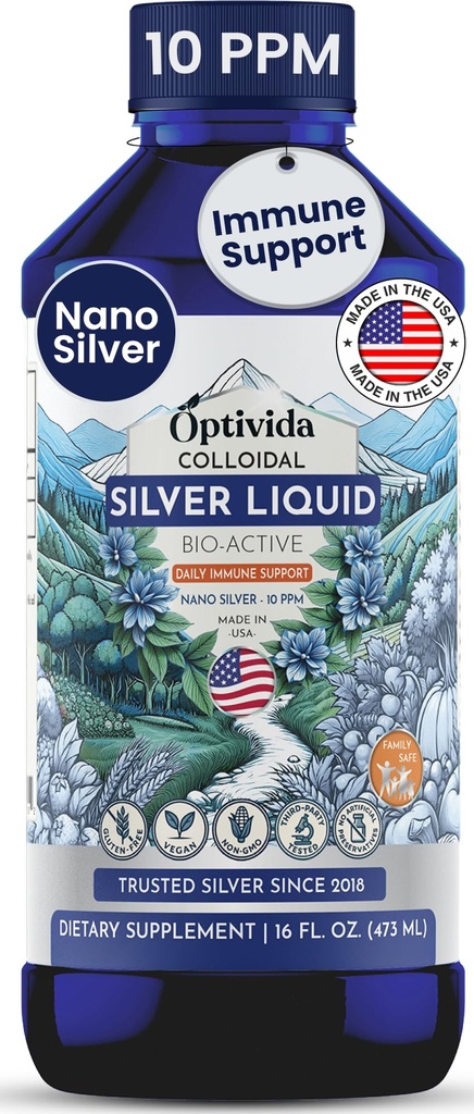 Optividaの健康のナノのコロイド銀の液体(1 LB) -免疫サポートは銀のハイドロゾール、免疫サポートのための液体、免疫システム、10 PPMのためのコロイド銀と補います。