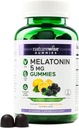 NatureWise Melatonin Gummies 5mg - Ashwagandha、Valerian Root - BlackBerry-Lemon Flavor - ビーガン、グルテンフリー、非GMO - 60カウント[30日サプライ]