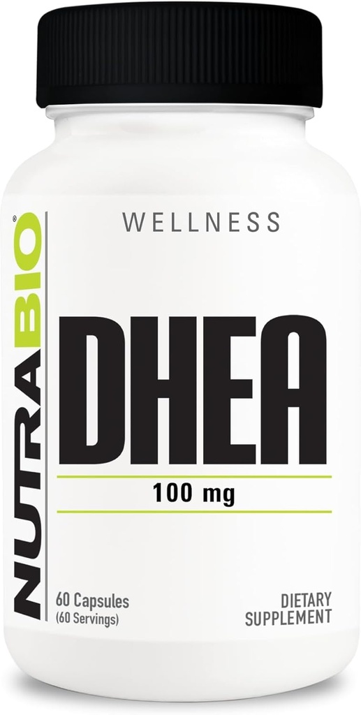 NutraBio DHEA サプリメント - 男性と女性のための- DHEA (100 mg) 60 カプセル