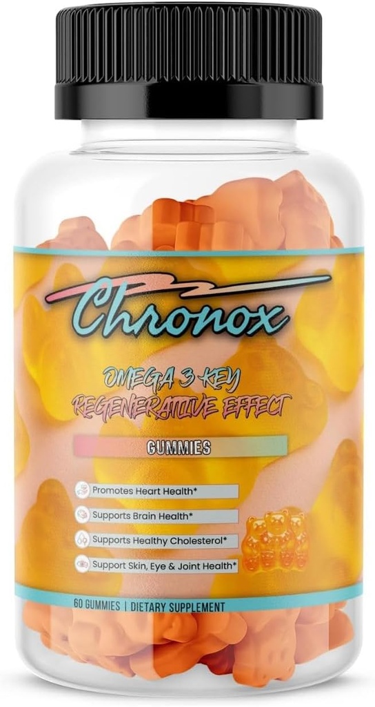 クロノックスオレンジ風味オメガ3魚油グミ - 魚油とおいしいChewableオメガ3サプリメント - 毎日の健康のための代替および非GMOグミ - (60カウント)