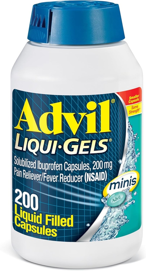 Advil Liqui-Gelsは痛みの回復力とフィーバーの減力剤、痛みの軽減のためのIbuprofen 200mgの大人のための痛みの薬を最小にします - 200の液体によって満たされたカプセル