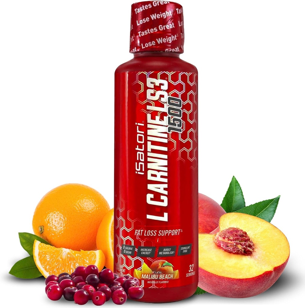 iSatori L-カルニチンLS3 1500、トリプルブレンド液体Lカルニチンサプリメント、アセチル&タルトレート、興奮剤フリーエネルギー、低カロリー、砂糖またはグルテン、ケトフレンドリー、マリブビーチフレーバー(32サービング)