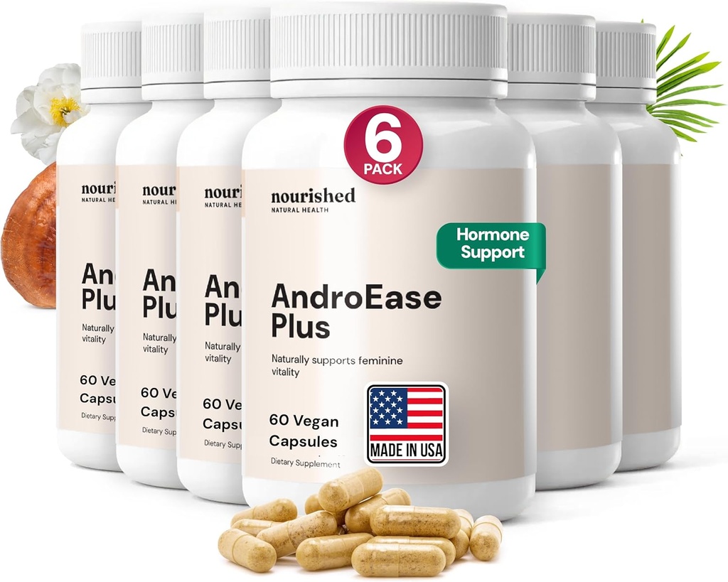 女性の健康のためのNourished AndroEase Plus - 亜鉛、Reishi、緑茶、女性のためのPalmetto - エネルギー、バイタリティ、顔の髪と毎日のウェルネス - 360カプセル、米国製