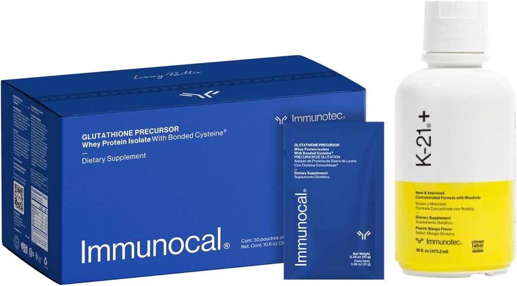Immunocal Bundle with K-21 - Gluthathione Precursor, Whey Protein Isolate & Herbal Adaptogen Blend with Rhodiola Rhosea