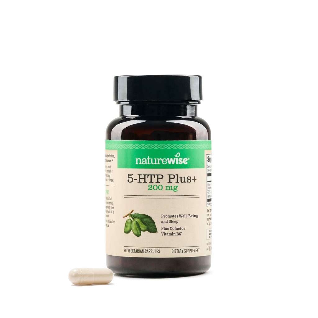 NatureWise 5-HTP 200mgは、コファクタビタミンB6とグリコニア種子からのサプリメント - 気分のサポートと大人のための自然な睡眠補助金 - 遅延リース、ビーガン - 30カウント[1ヶ月の供給]