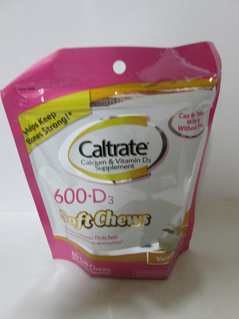 カルトレートカルシウムとビタミンD、柔らかい咀嚼、バニラクリーム、60カウント(パッケージ3)