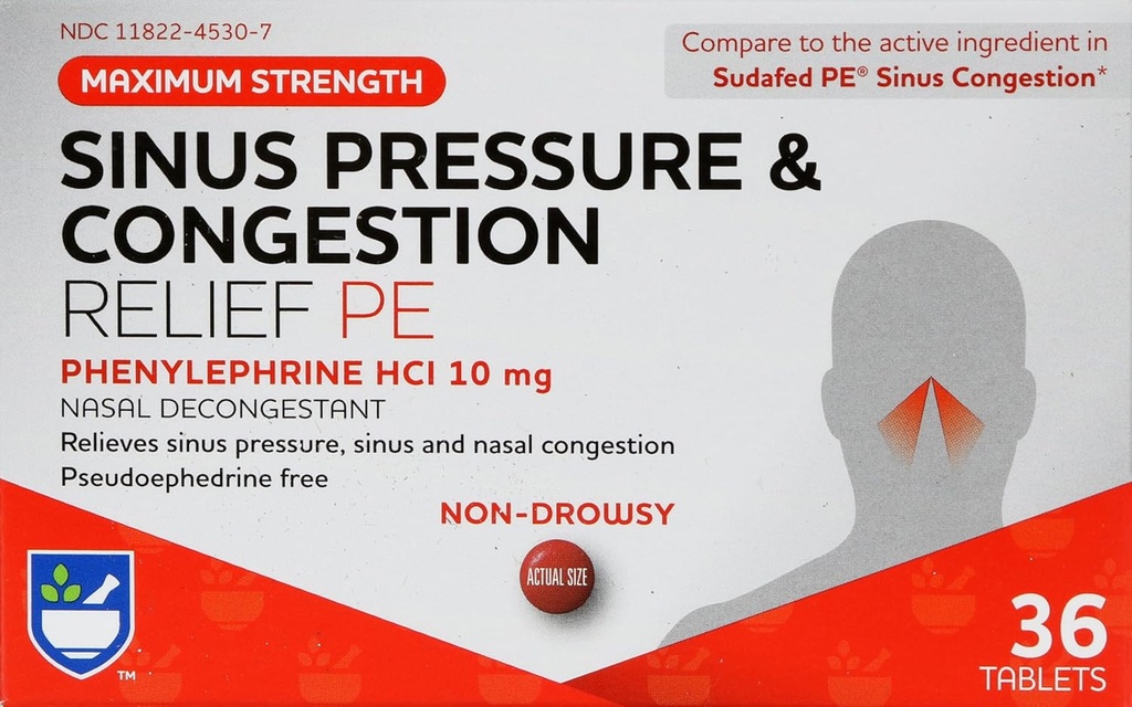 Rite Aid Sinusの圧力および混雑の非眠気の救助のPE、10mg - 36はNasalのDecongestantを錠剤にします  Sinusの救助 アレルギーの薬物の非眠気 アレルギーの救助 Sinusの圧力救助 Mucusの救助