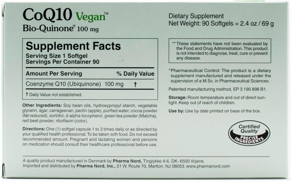 CoQ10ビーガンバイオキノン100mg、180Softgels | 最適な健康のための非GMO成分とプレミアムプラントベースの補酵素Q10サプリメント | 心の健康とエネルギーの生産のための高吸収式