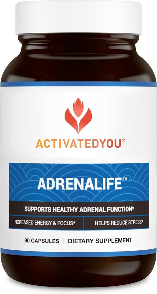 ACTIVATEDYOU AdrenaLife- Calmness and Relaxation ストレスリリーフのためのアレンサルサポートサプリメント, 休息, 集中エネルギーw /マグネシウム, ビタミンB12, & ロゼアエキス (90カプセル)