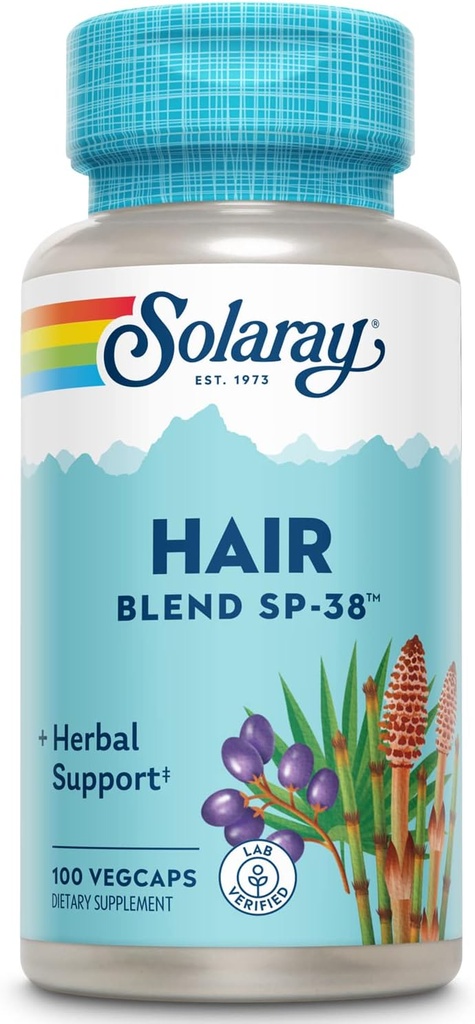 SOLARAY Hair Blend SP-38 | Herbal Blend w/Cell Salt Nutrients to Help Support Healthy Hair | 50 Servings | 100 VegCaps
