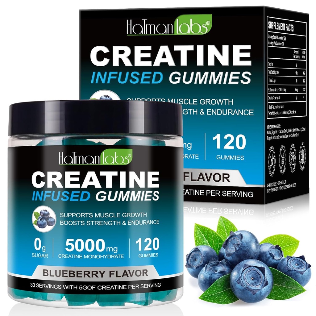 Creatine Gummies for Men & Women - 120 Count, 5000mg Creatine Monohydrate, Zero Sugar, Muscle Growth & Strength Booster, Pre-Workout Energy Supplement