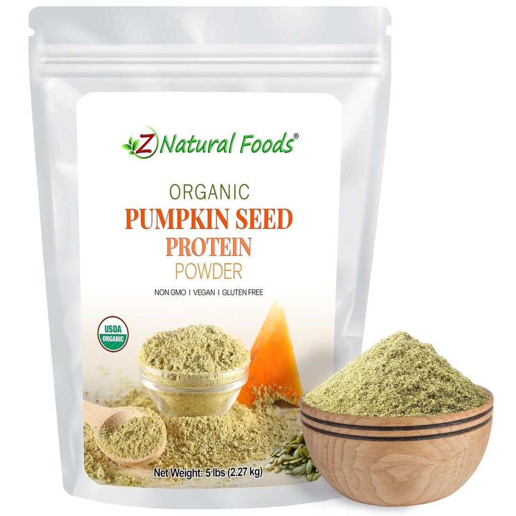Z自然食品有機カボチャ種子タンパク質粉末 - Nutrient-Dense繊維のサプリメント、ビーガンカボチャタンパク質粉末髪の皮膚の爪筋肉の健康 - スムージーシェイクベーキングレシピに最適です、5ポンド