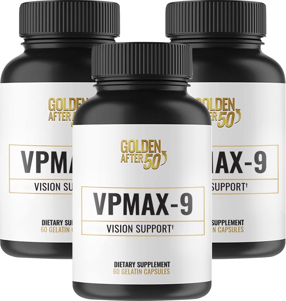 50 VpMax-9の後の金 - 目のビタミン、Lutein、LycopeneおよびBilberryのエキスが付いている視力心配そして酸化防止の補足- 3本のびん