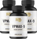 50 VpMax-9の後の金 - 目のビタミン、Lutein、LycopeneおよびBilberryのエキスが付いている視力心配そして酸化防止の補足- 3本のびん