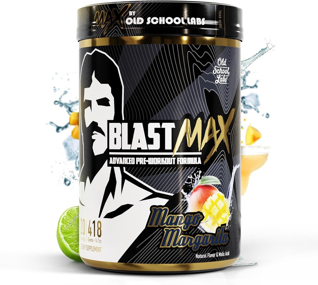 BLAST MAX – High-Stim Pre-Workout Powder – 最大耐久性、最大ポンプ、最大焦点、および最大電力のフルスタックプレワークアウトエナジードリンク–砂糖フリーマンゴマルガリータ風味– 418g
