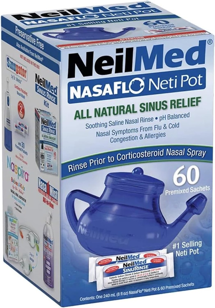 NeilMed NasaFlo 60 Premixed PacketsとUnbreakable Neti Pot