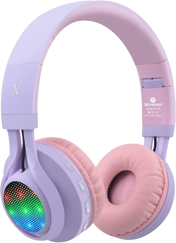 Riwbox WT-7S は Bluetooth のヘッドホーンをつけます、折り畳み式の Stero の無線ヘッドホーンを、マイクロフォンおよび容積制御、快適および耐久、PC/Tablet/TV/旅行(紫色)のために動かします